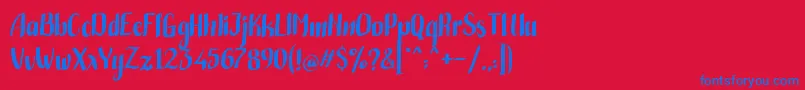 Police Handwritten Bold – polices bleues sur fond rouge