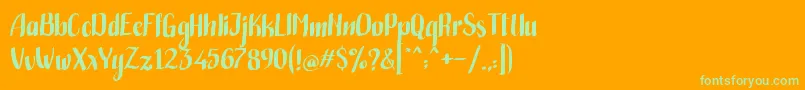 Handwritten Bold Font – Green Fonts on Orange Background