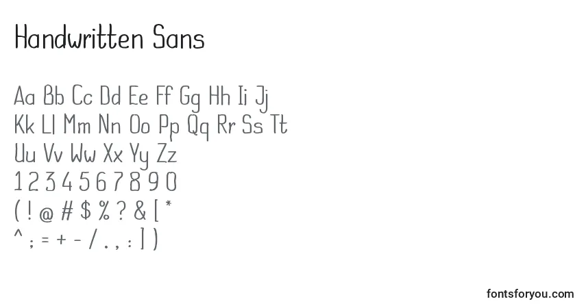 Handwritten Sans-fontti – aakkoset, numerot, erikoismerkit
