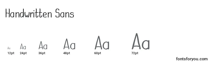 Größen der Schriftart Handwritten Sans