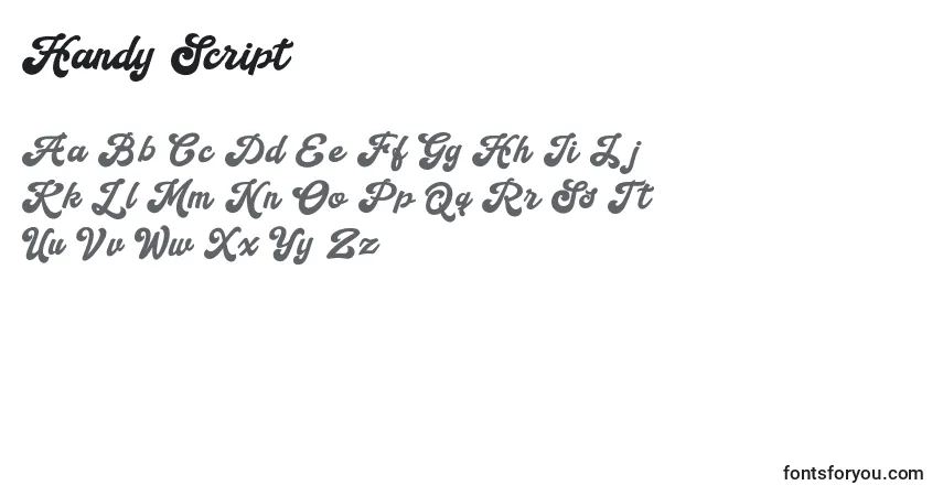 Handy Script-fontti – aakkoset, numerot, erikoismerkit