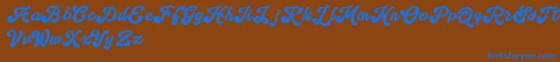 フォントHandy Script – 茶色の背景に青い文字