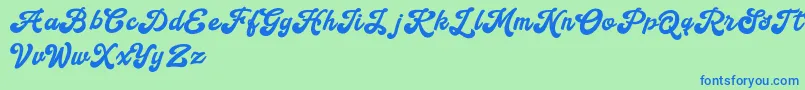 Handy Script Font – Blue Fonts on Green Background
