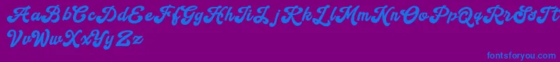 フォントHandy Script – 紫色の背景に青い文字