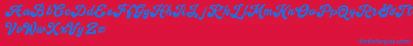 フォントHandy Script – 赤い背景に青い文字