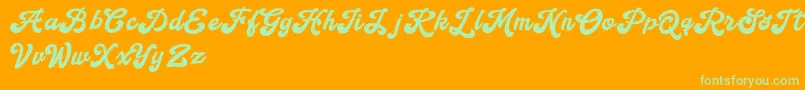 Handy Script Font – Green Fonts on Orange Background
