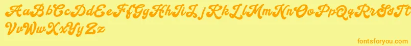 Handy Script Font – Orange Fonts on Yellow Background