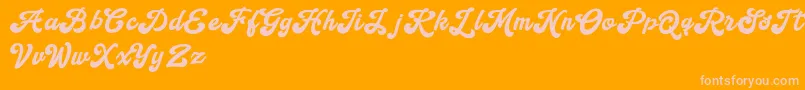 Handy Script-Schriftart – Rosa Schriften auf orangefarbenem Hintergrund