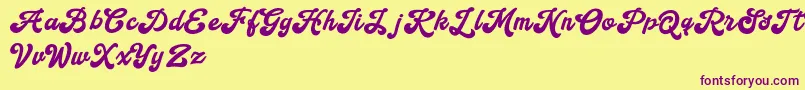 Handy Script Font – Purple Fonts on Yellow Background