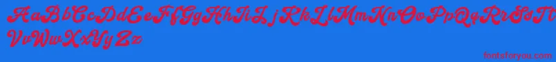 Handy Script Font – Red Fonts on Blue Background