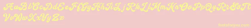 Handy Script Font – Yellow Fonts on Pink Background