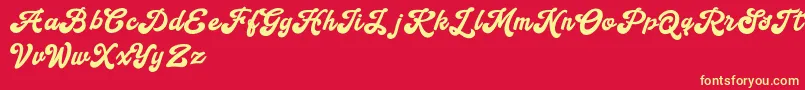 Handy Script Font – Yellow Fonts on Red Background