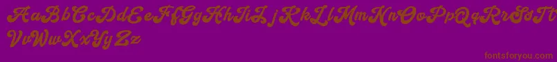 Handy Script-Schriftart – Braune Schriften auf violettem Hintergrund