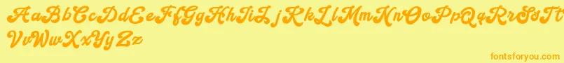 Handy Script Font – Orange Fonts on Yellow Background