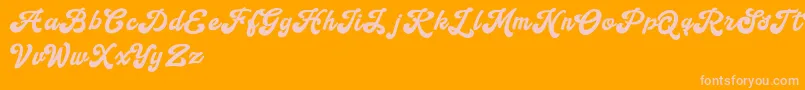 Handy Script Font – Pink Fonts on Orange Background