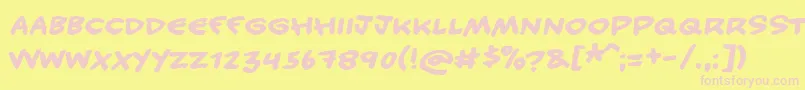 HANDY-fontti – vaaleanpunaiset fontit keltaisella taustalla