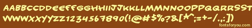 HANDY-fontti – keltaiset fontit ruskealla taustalla