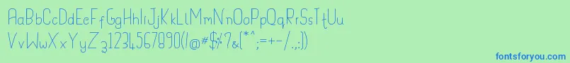 フォントHandypot – 青い文字は緑の背景です。