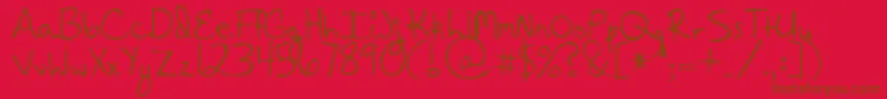 HangingByaThread Font – Brown Fonts on Red Background