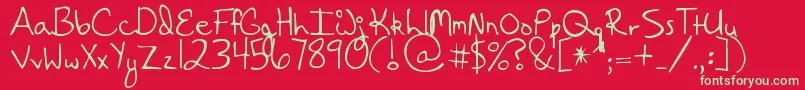 HangingByaThread Font – Green Fonts on Red Background