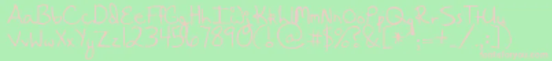 HangingByaThread Font – Pink Fonts on Green Background