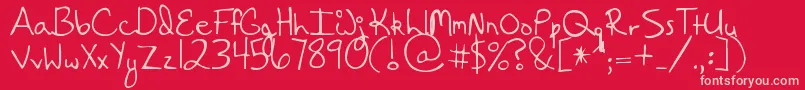 HangingByaThread Font – Pink Fonts on Red Background