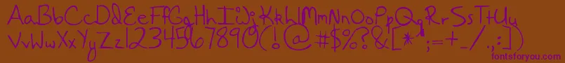 HangingByaThread-Schriftart – Violette Schriften auf braunem Hintergrund