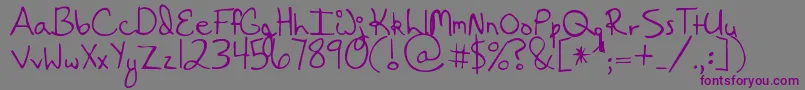 HangingByaThread-Schriftart – Violette Schriften auf grauem Hintergrund