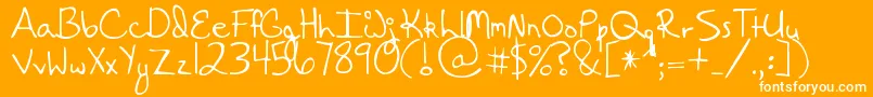 HangingByaThread-Schriftart – Weiße Schriften auf orangefarbenem Hintergrund