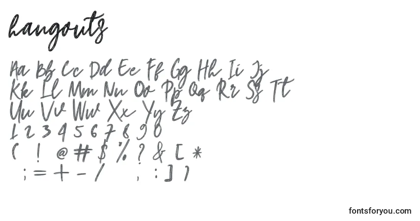 Schriftart Hangouts (128979) – Alphabet, Zahlen, spezielle Symbole