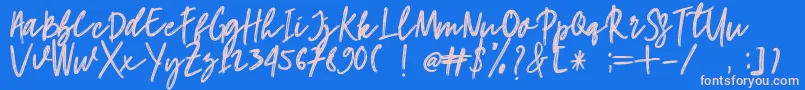 hangouts Font – Pink Fonts on Blue Background