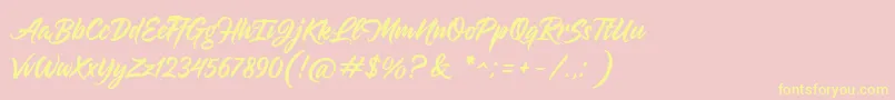 Hangover Brush Demo-Schriftart – Gelbe Schriften auf rosa Hintergrund