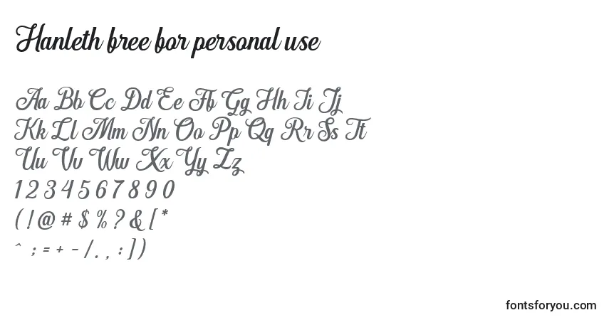Schriftart Hanleth free for personal use – Alphabet, Zahlen, spezielle Symbole