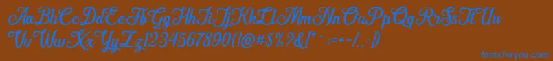 Hanleth free for personal use Font – Blue Fonts on Brown Background