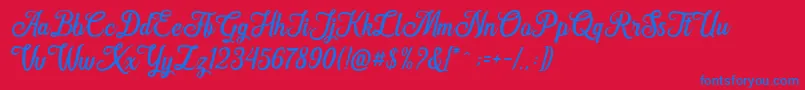 Hanleth free for personal use Font – Blue Fonts on Red Background