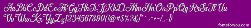 Hanleth free for personal use Font – Green Fonts on Purple Background