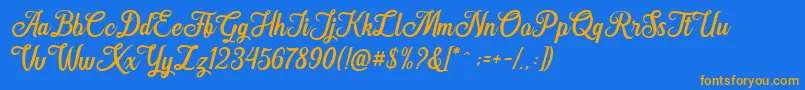 Hanleth free for personal use Font – Orange Fonts on Blue Background