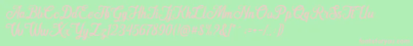 Hanleth free for personal use-Schriftart – Rosa Schriften auf grünem Hintergrund