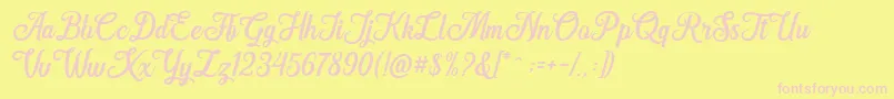 Hanleth free for personal use Font – Pink Fonts on Yellow Background