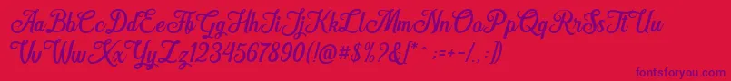 Hanleth free for personal use Font – Purple Fonts on Red Background