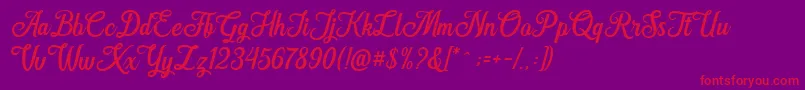 Hanleth free for personal use Font – Red Fonts on Purple Background