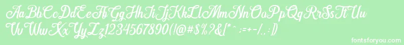 Hanleth free for personal use Font – White Fonts on Green Background