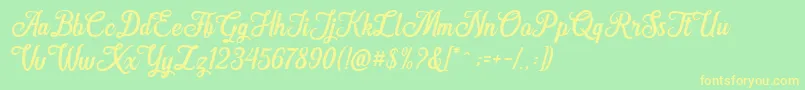 Hanleth free for personal use Font – Yellow Fonts on Green Background