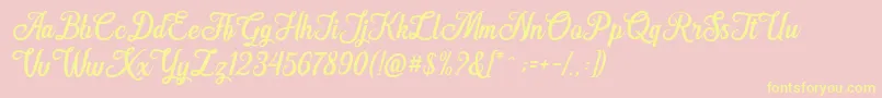 Hanleth free for personal use Font – Yellow Fonts on Pink Background