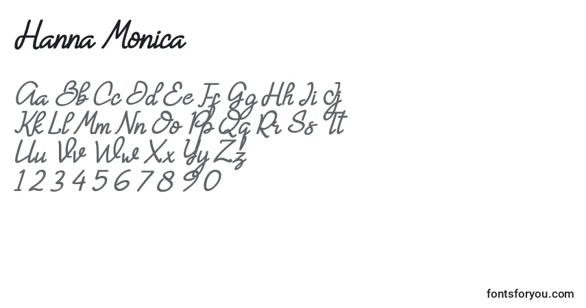 Schriftart Hanna Monica – Alphabet, Zahlen, spezielle Symbole