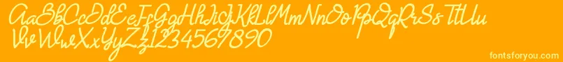 Hanna Monica Font – Yellow Fonts on Orange Background