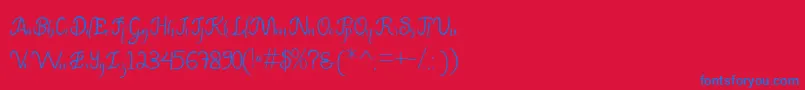 Hannah Font – Blue Fonts on Red Background