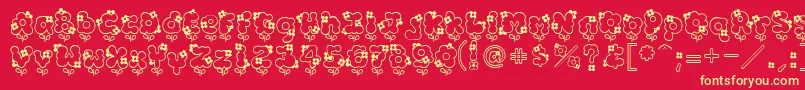 Hannah Font – Yellow Fonts on Red Background