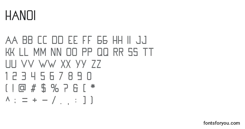 A fonte Hanoi (128988) – alfabeto, números, caracteres especiais