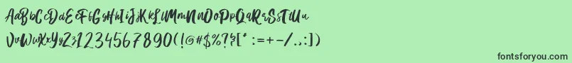 フォントHanomali Demo – 緑の背景に黒い文字